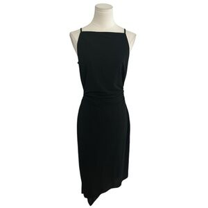 DAVID MEISTER‎ Black Midi Dress Asymmetric Size 8 Sleeveless Holiday Party VTG
